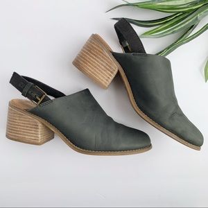 TOMS | Leila Leather Slingback Mules Black